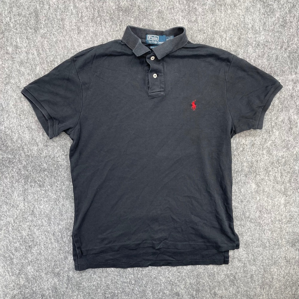 Polo Ralph Lauren Polo Shirt Mens Small Custom Fit Short Sleeve Black Red Pony